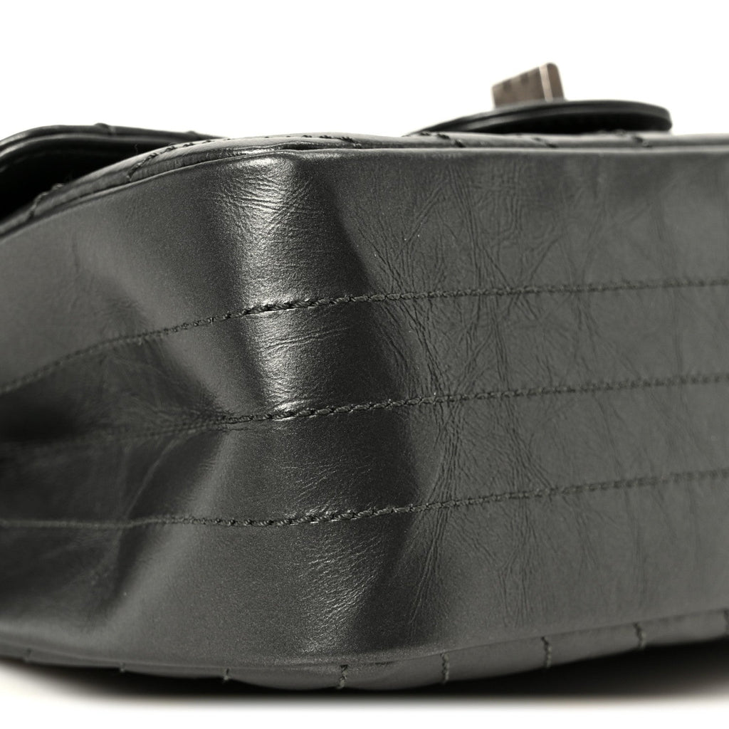 Metallic Aged Calfskin Chevron Quilted 2.55 Reissue Mini Flap Grey
