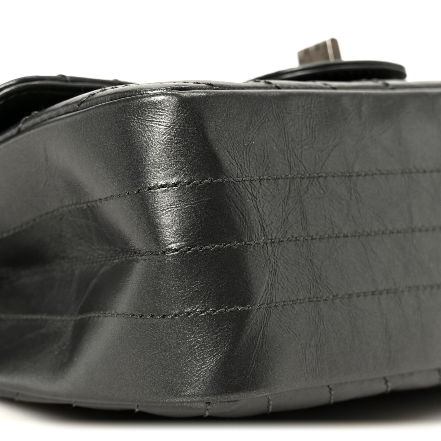 Metallic Aged Calfskin Chevron Quilted 2.55 Reissue Mini Flap Grey