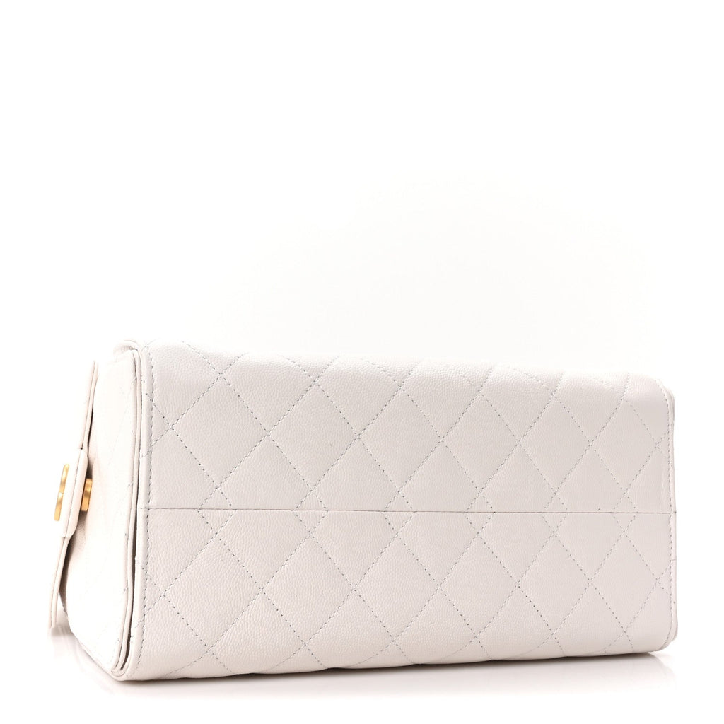 Caviar Quilted Small Chanel 25 Handbag White