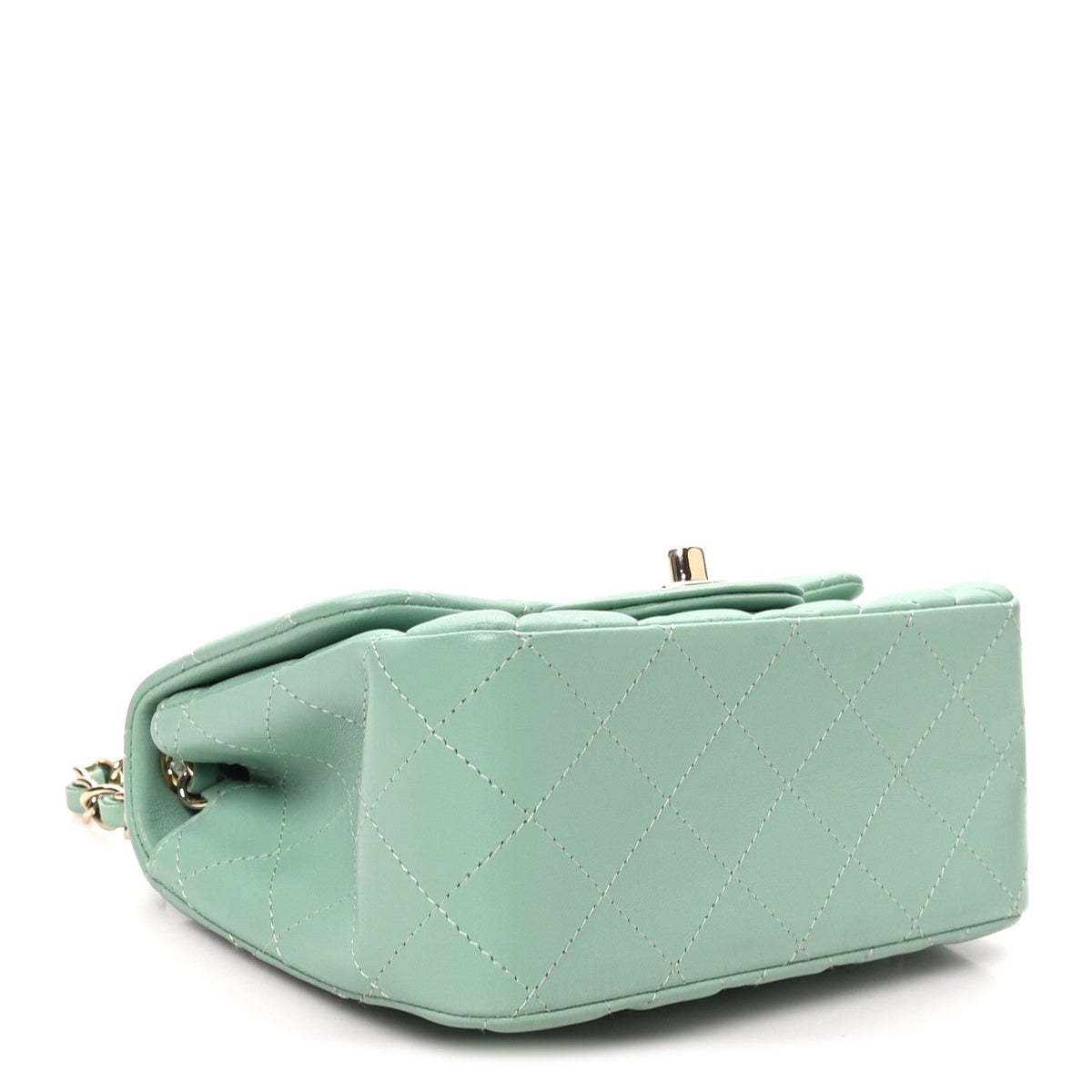 Lambskin Quilted Mini Square Flap Light Green