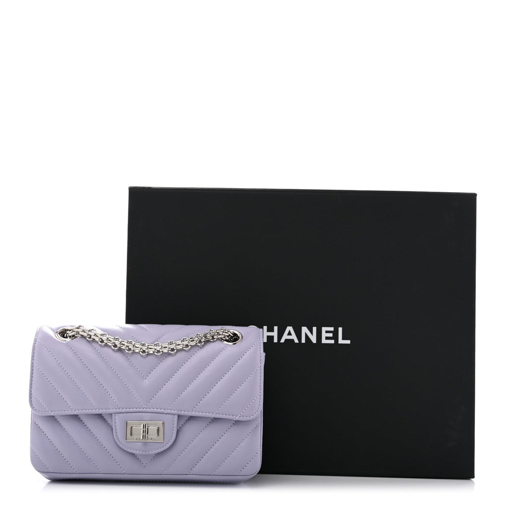 Aged Calfskin Chevron Quilted 2.55 Reissue Mini Flap Light Purple