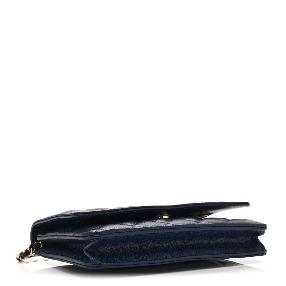Caviar Quilted Wallet on Chain WOC Navy Blue