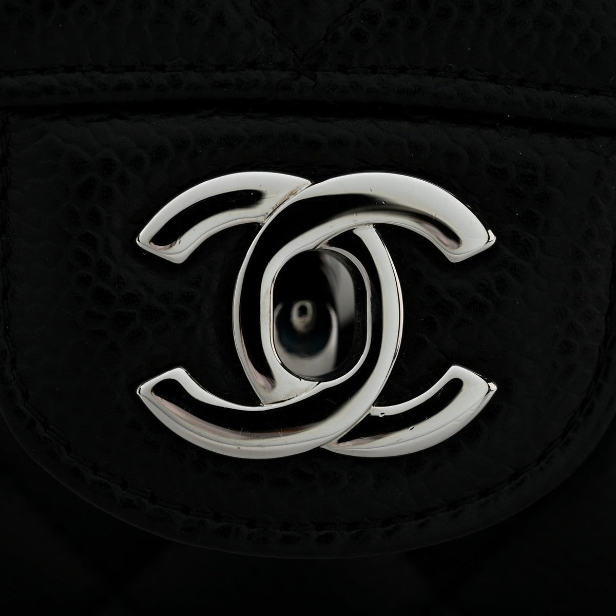 Caviar Quilted Small Double Flap Black