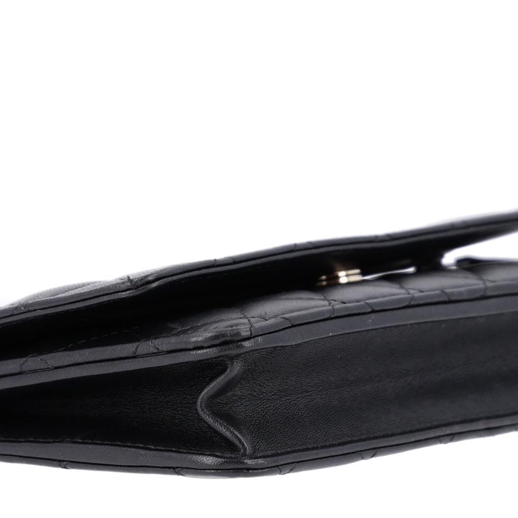 Lambskin Quilted Pearl Wallet On Chain WOC Black