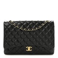 Lambskin Quilted Maxi Double Flap Black