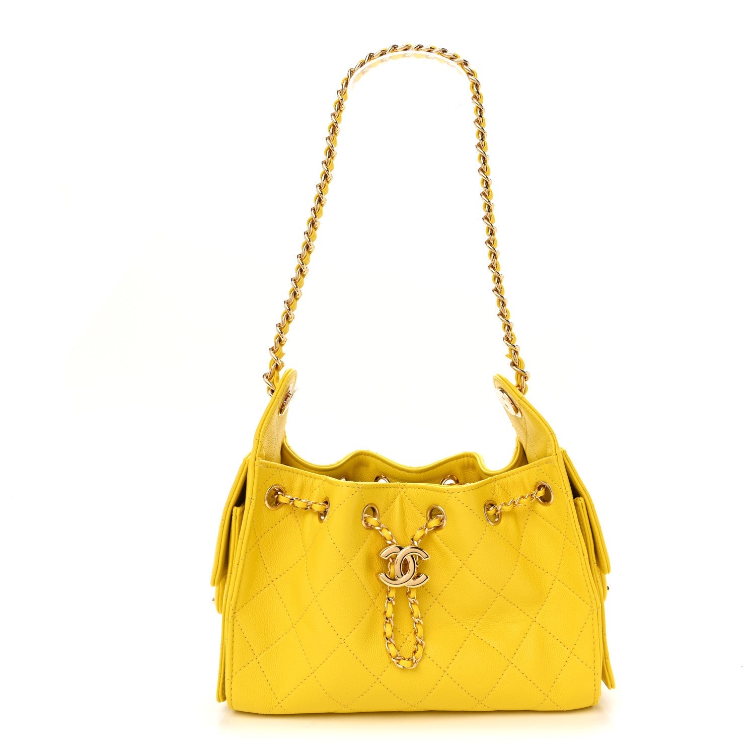 Caviar Quilted Mini Chanel 25 Handbag  Yellow