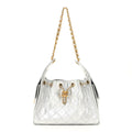 Metallic Caviar Quilted Small Chanel 25 Handbag Silver