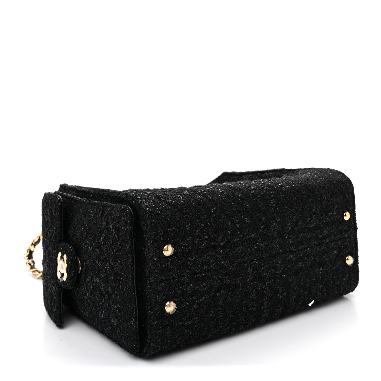 Tweed Quilted Small Chanel 25 Handbag Black