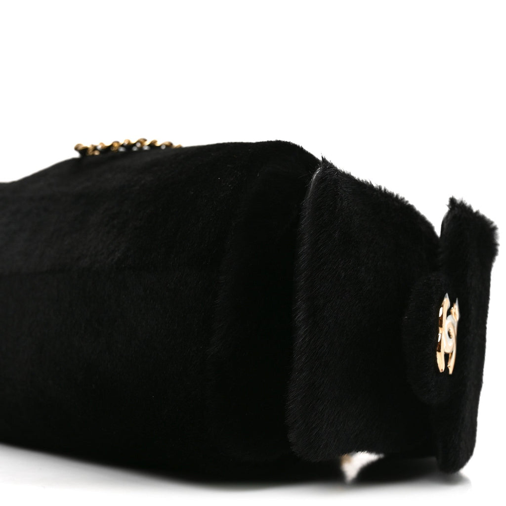 Pony Hair Mini Chanel 25 Handbag Black