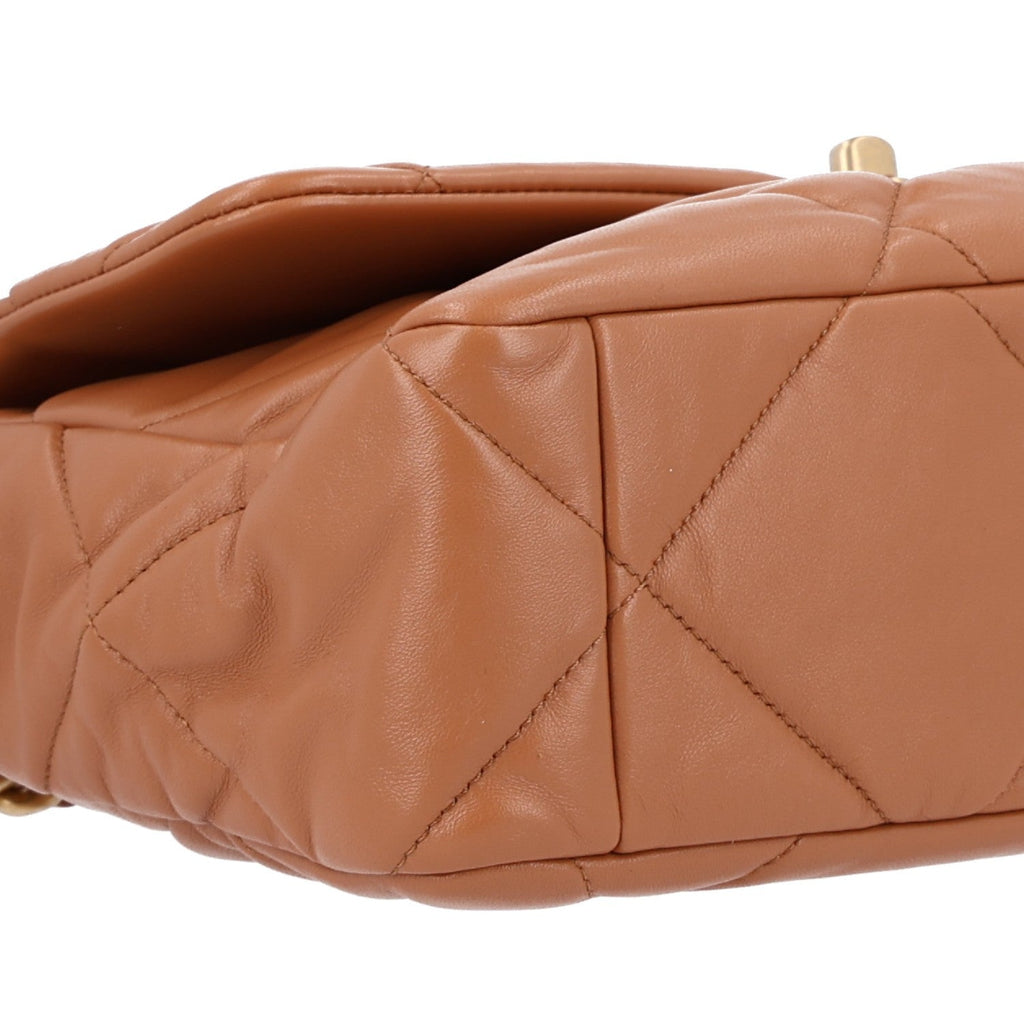 Lambskin Quilted Large Chanel 19 Flap Brown