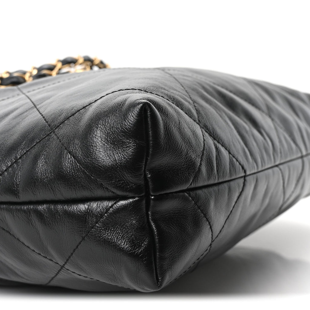 Shiny Calfskin Quilted Small Chanel 22 Black