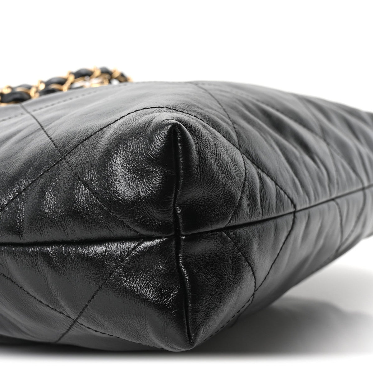Shiny Calfskin Quilted Small Chanel 22 Black