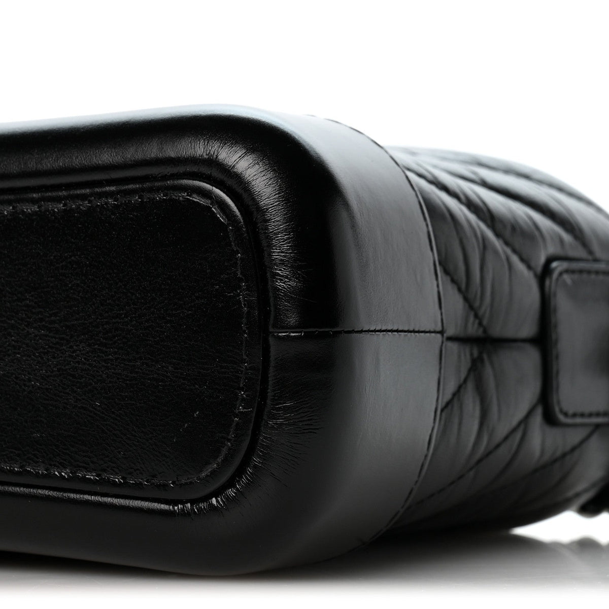 Aged Calfskin Chevron Quilted Small Gabrielle Hobo Black