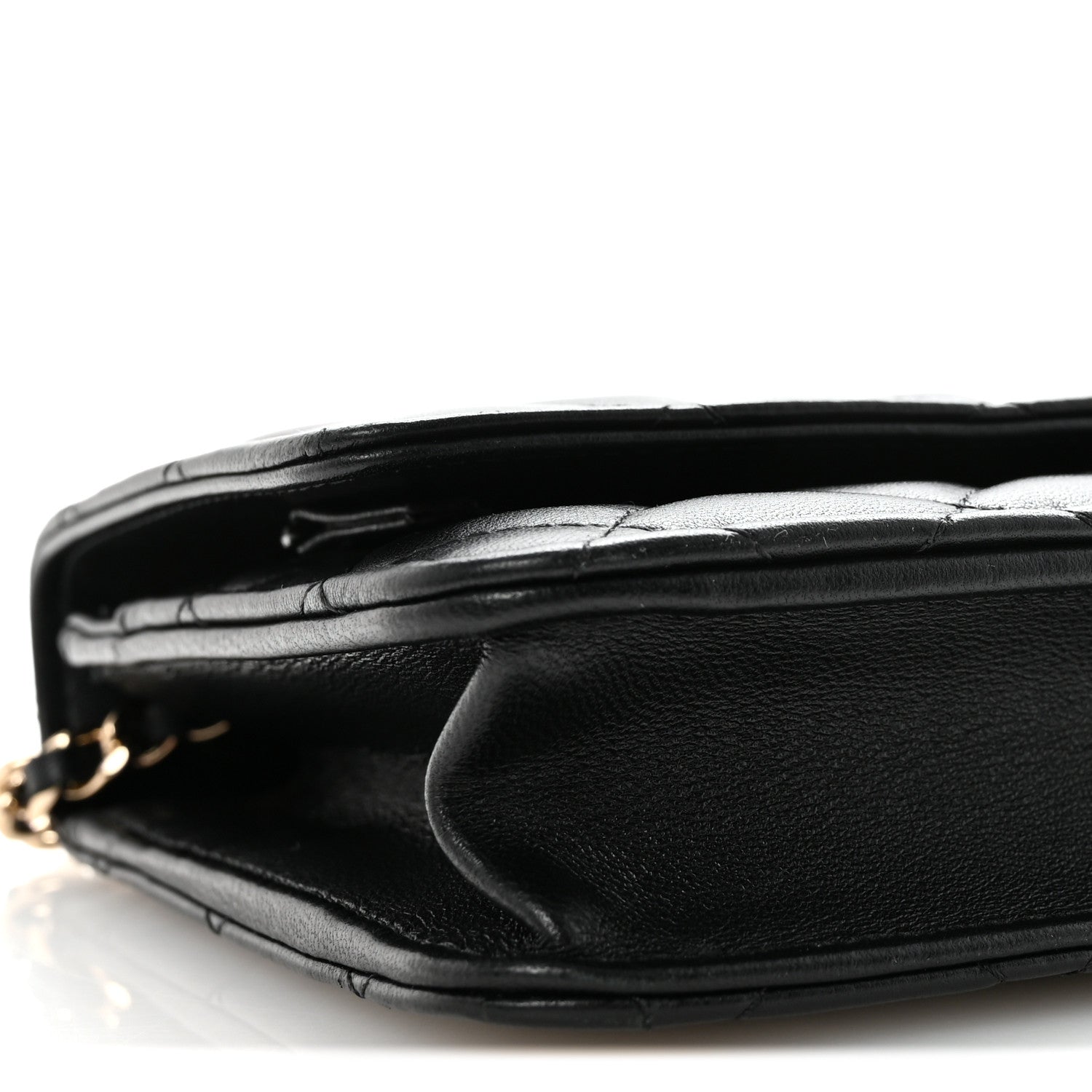 Lambskin Quilted Trendy CC Wallet On Chain WOC Black