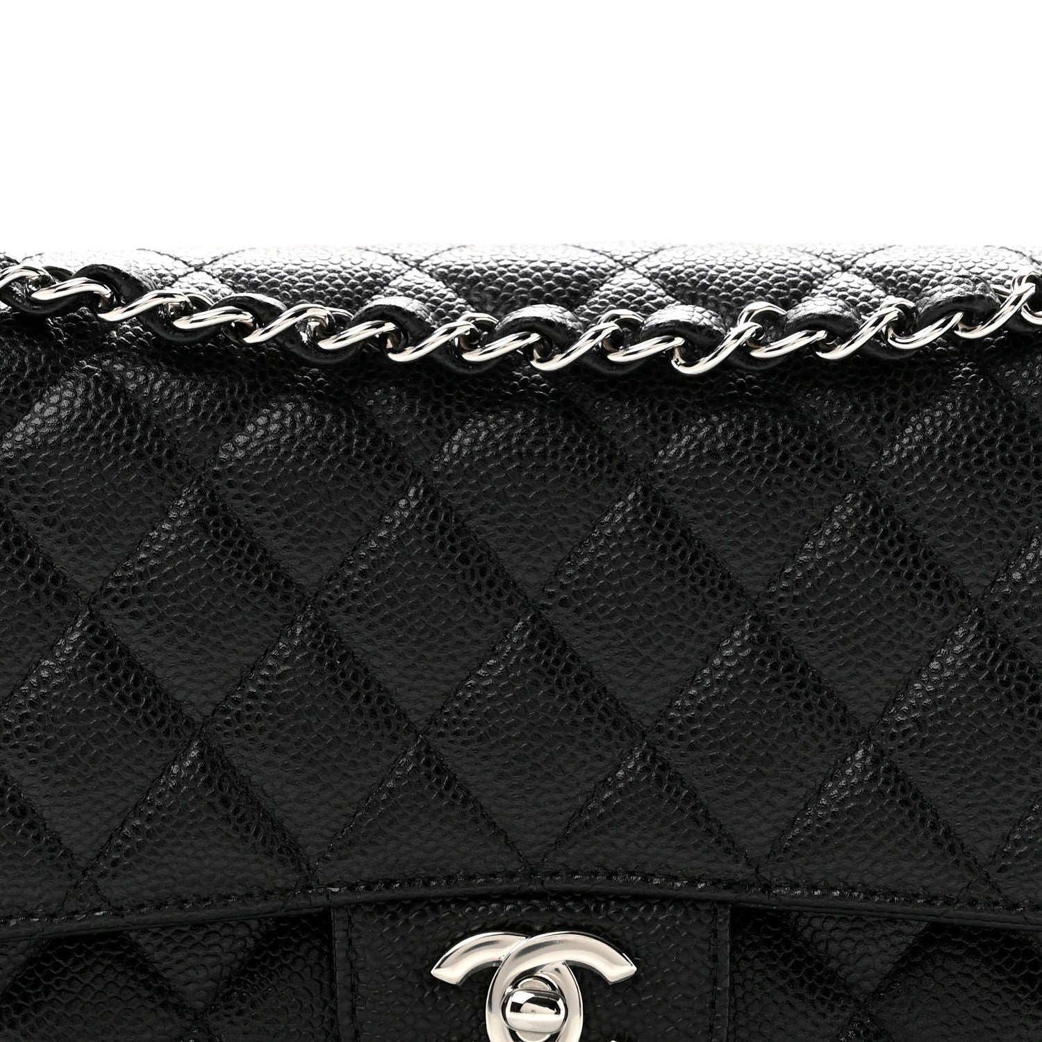 Caviar Quilted Medium Double Flap Black