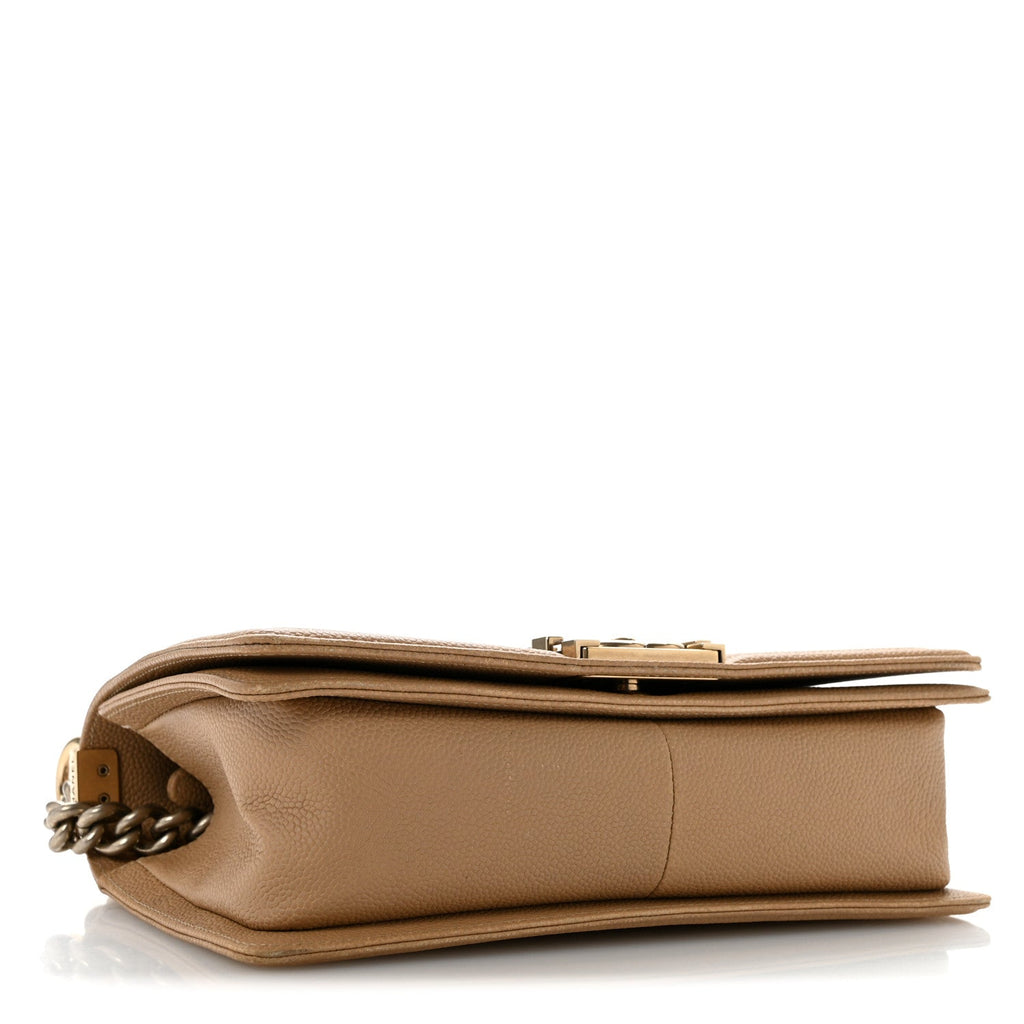 Calfskin Tweed Medium Boy Flap Dark Beige