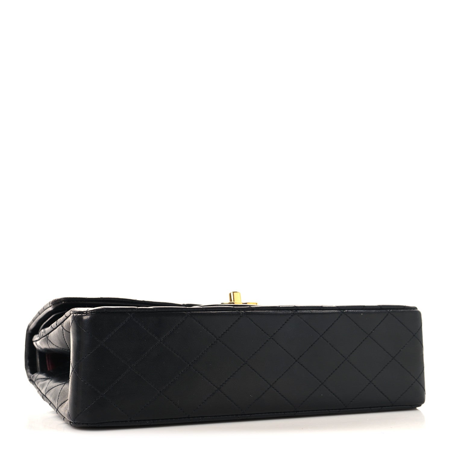 Lambskin Quilted Medium Double Flap Black