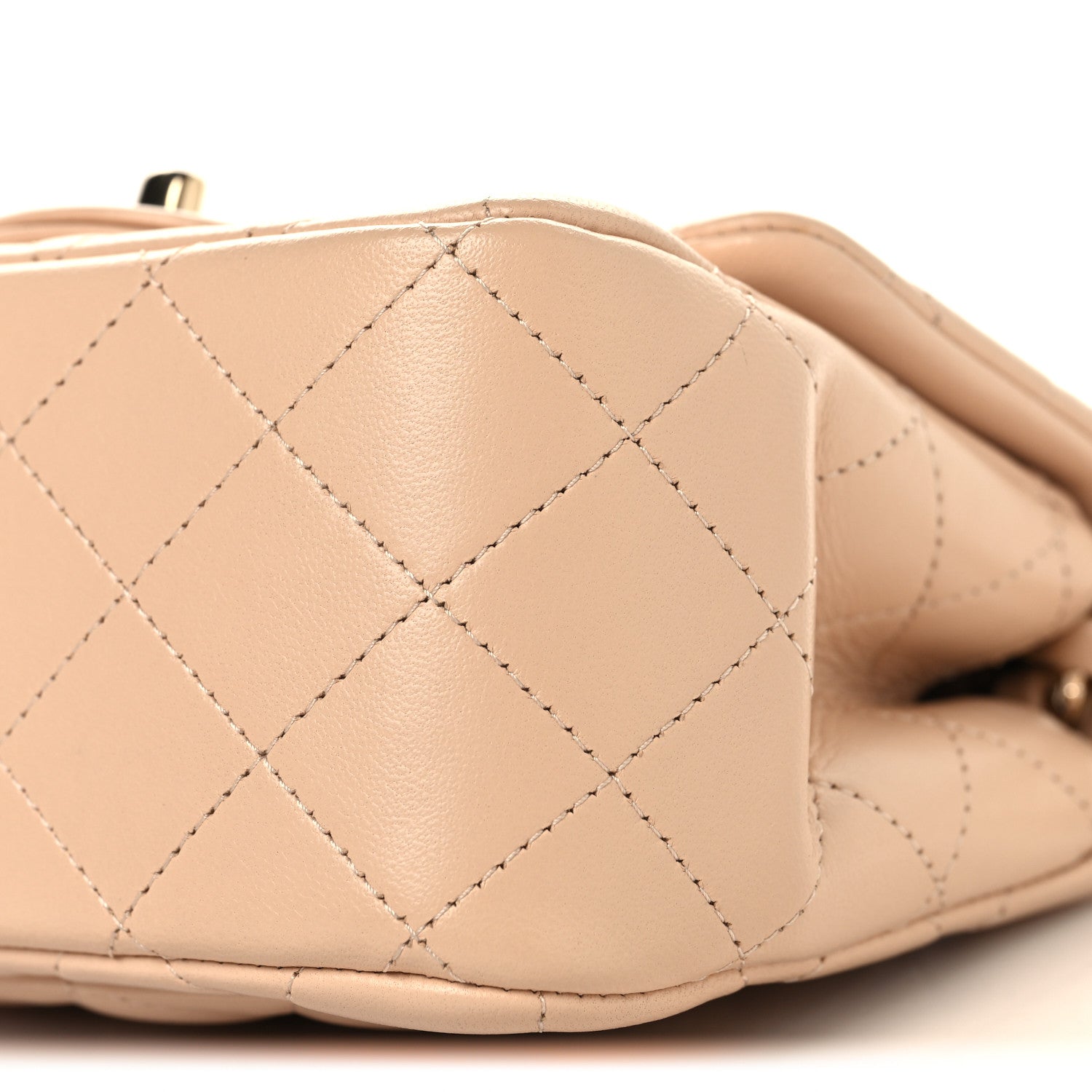 Lambskin Quilted Mini Square Flap Beige