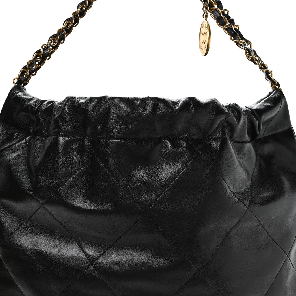 Shiny Calfskin Quilted Chanel 22 Black