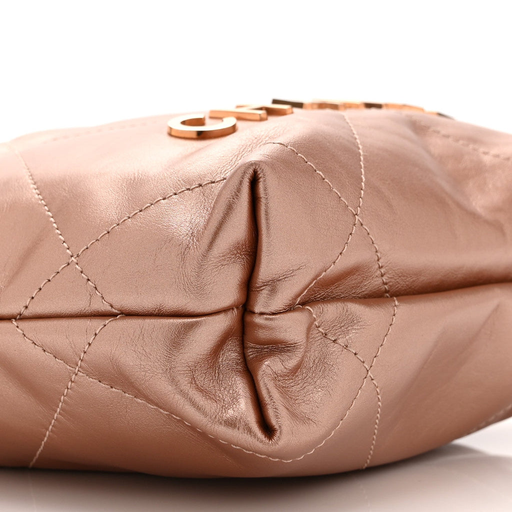Metallic Calfskin Quilted Mini Chanel 22 Copper