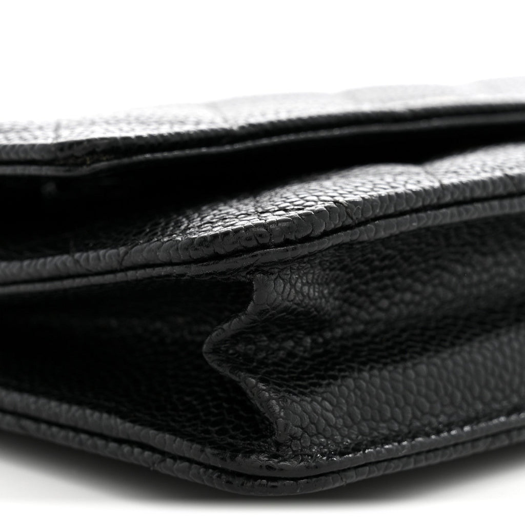 Caviar Quilted Wallet on Chain WOC Black