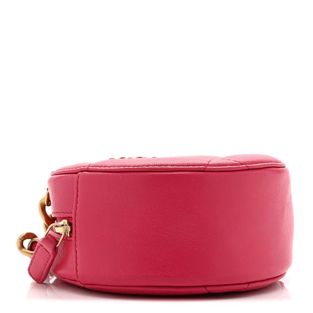 Lambskin Quilted Chanel 19 Round Clutch With Chain Pink