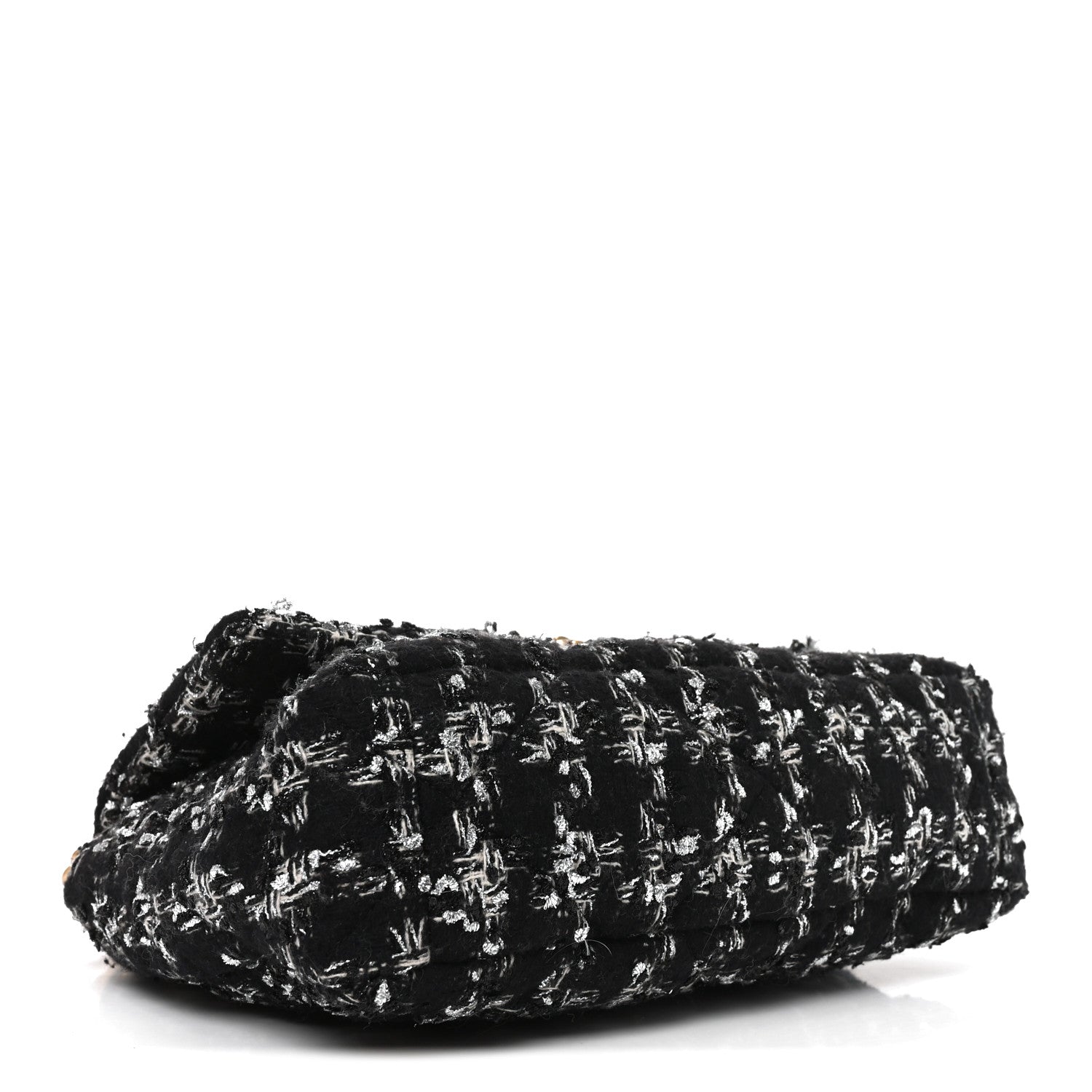 Tweed Quilted Large Chanel 19 Flap Black Silver Ecru
