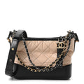 Aged Calfskin Quilted Small Gabrielle Hobo Beige Black