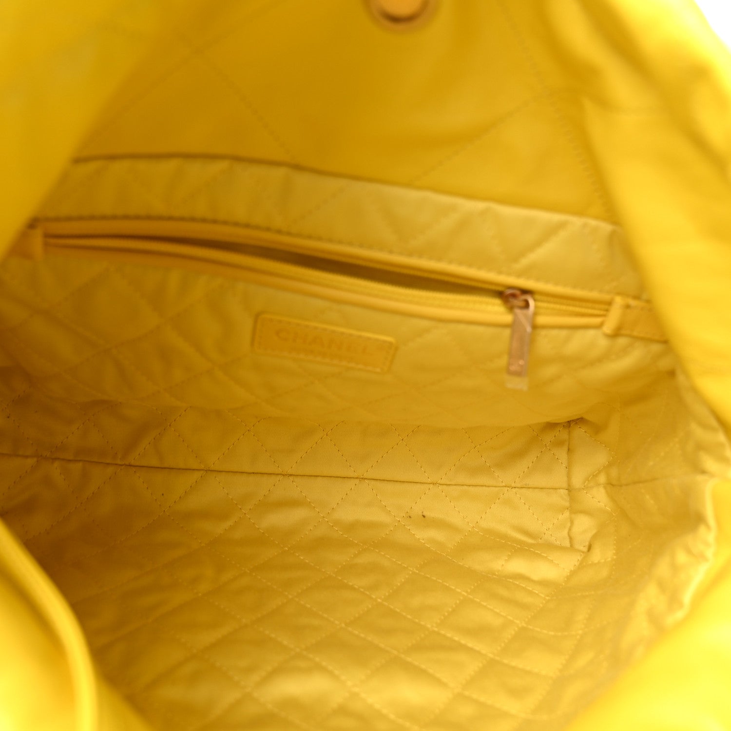 Shiny Calfskin Quilted Small Chanel 22 Yellow