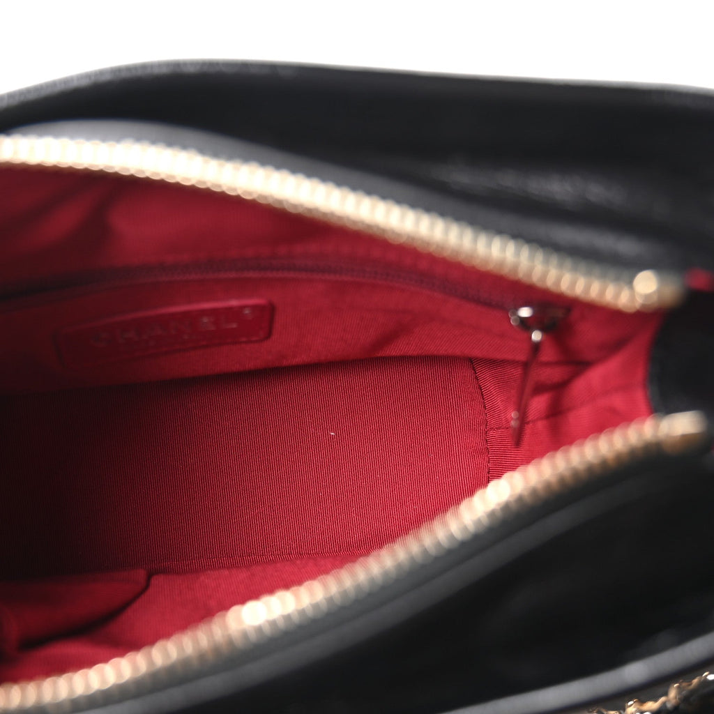 Aged Calfskin Quilted Small Gabrielle Logo Hobo Black