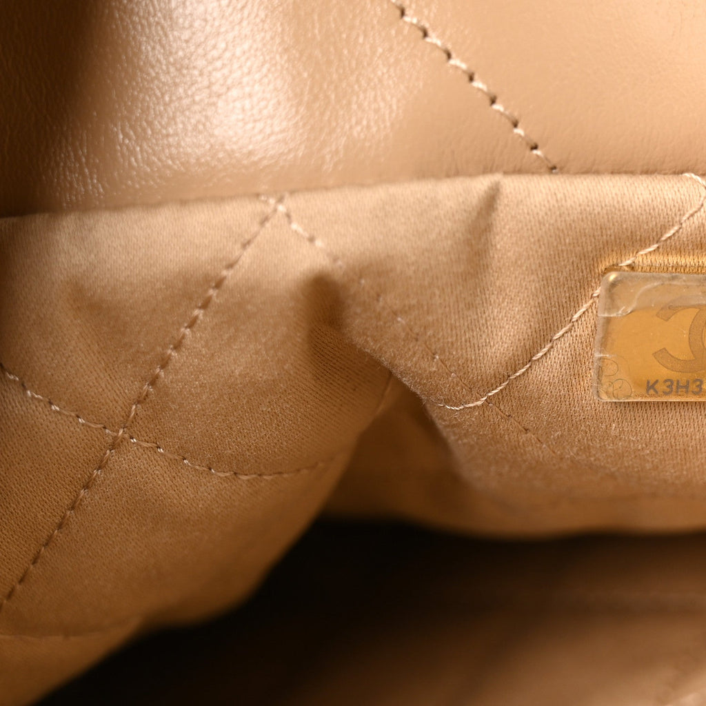 Shiny Calfskin Quilted Small Chanel 22 Beige