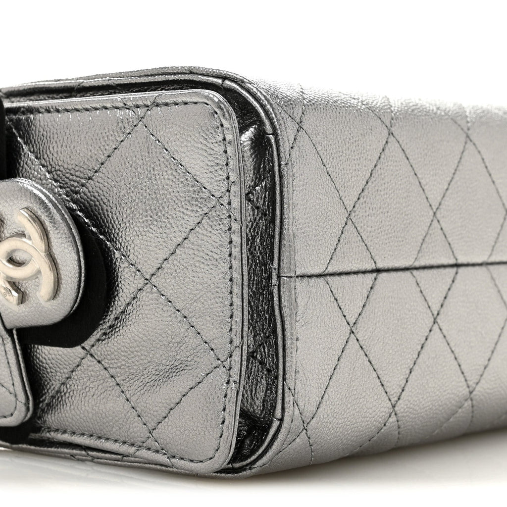 Metallic Caviar Quilted Mini Chanel 25 Handbag Anthracite