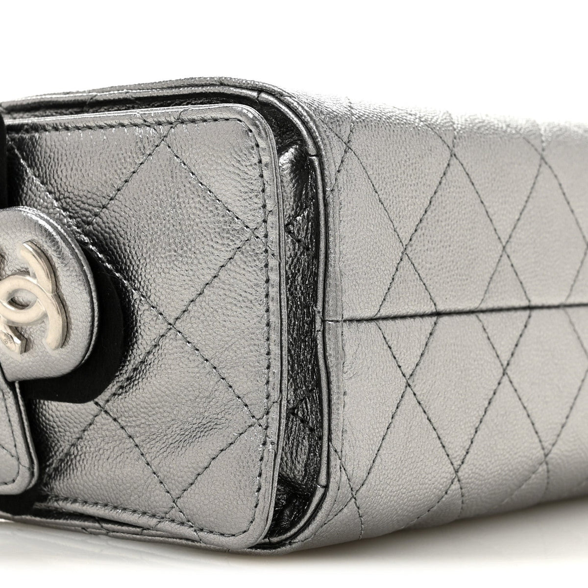 Metallic Caviar Quilted Mini Chanel 25 Handbag Anthracite