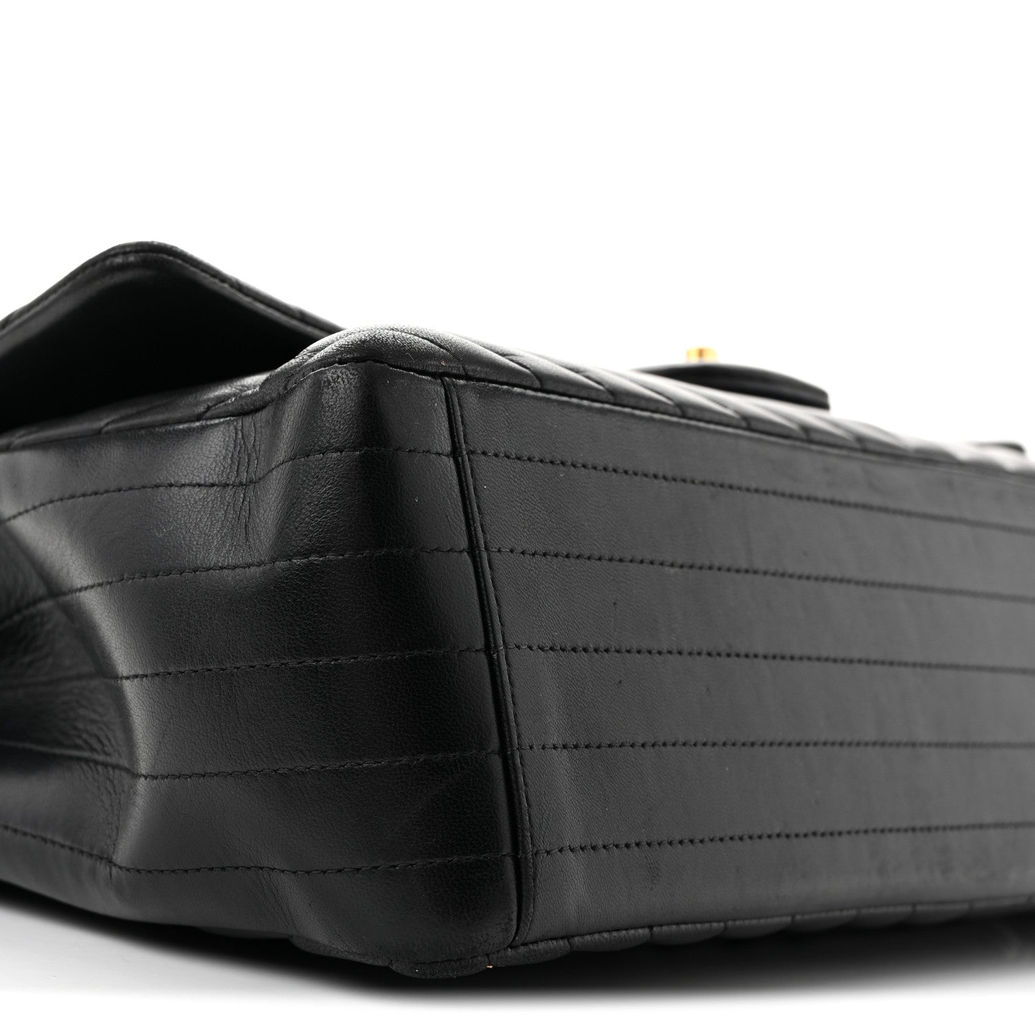Lambskin Chevron Quilted Maxi Double Flap Black