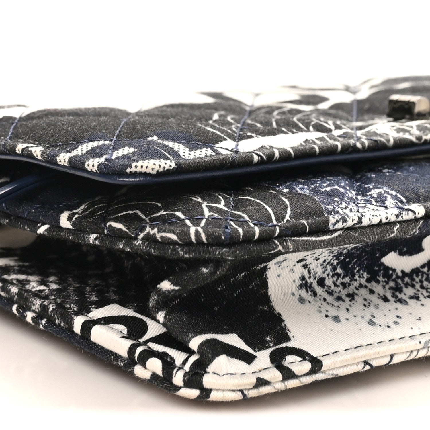 Canvas Printed Quilted 2.55 Reissue Wallet On Chain WOC White Black Navy Blue