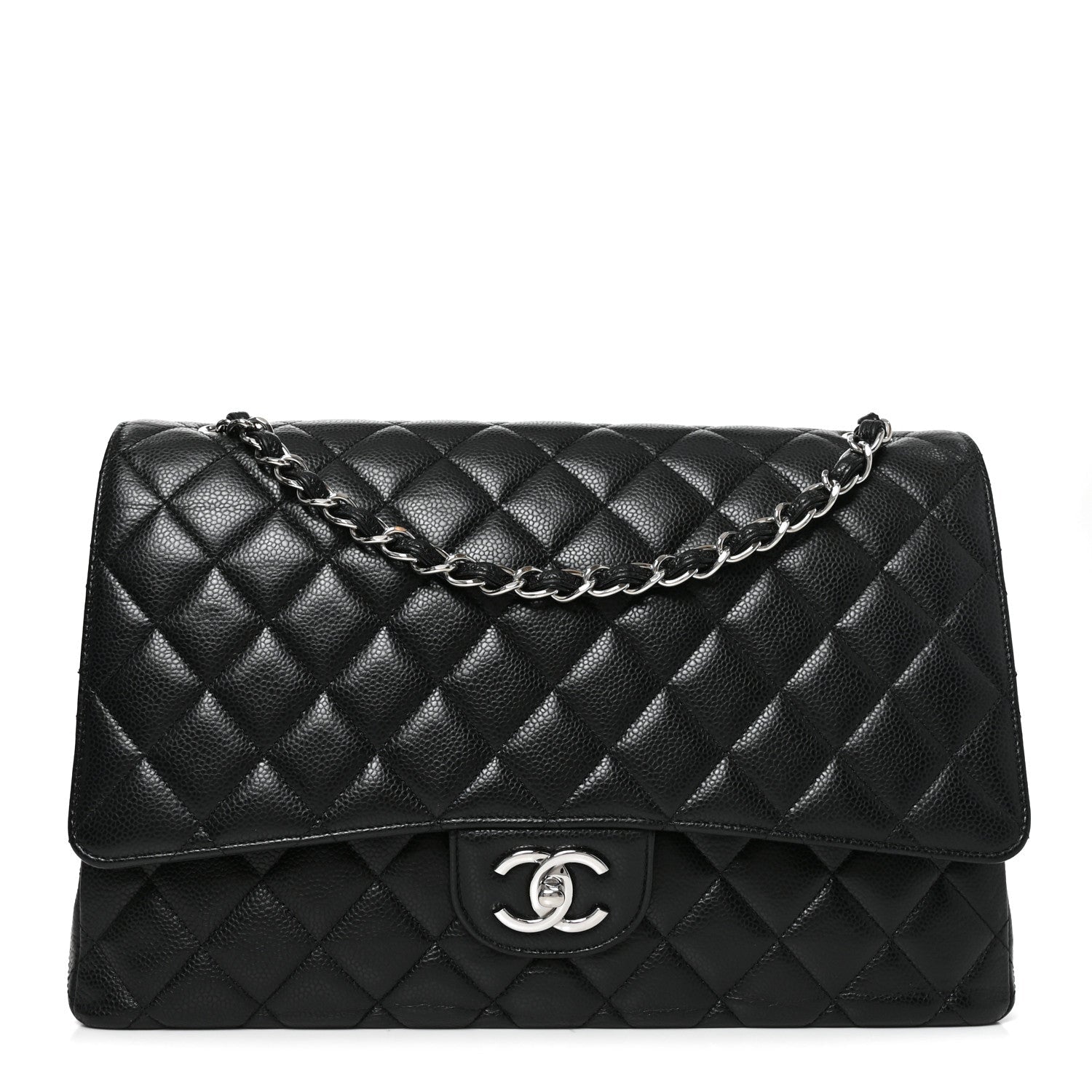 Caviar Quilted Maxi Double Flap Black