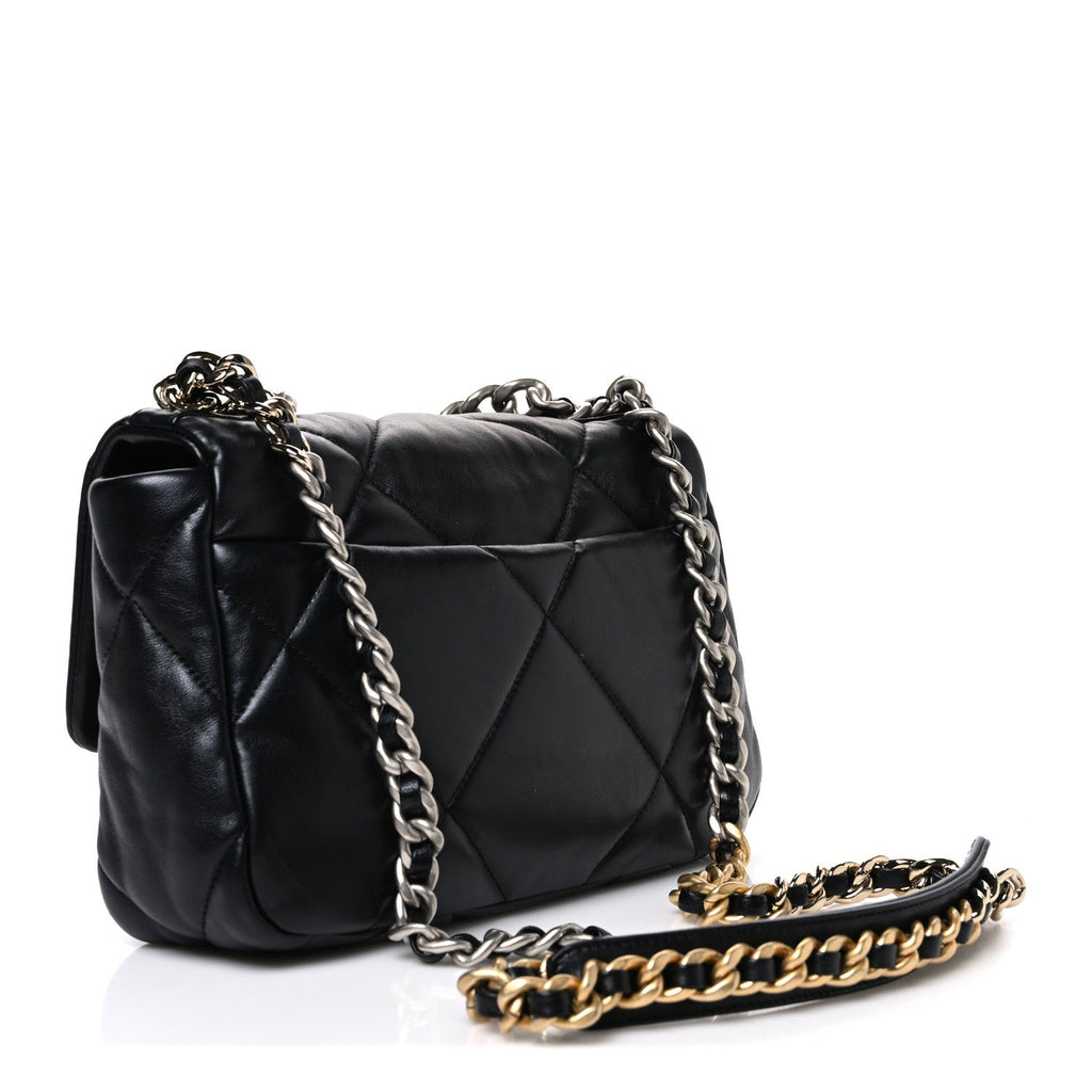 Lambskin Quilted Medium Chanel 19 Flap Black