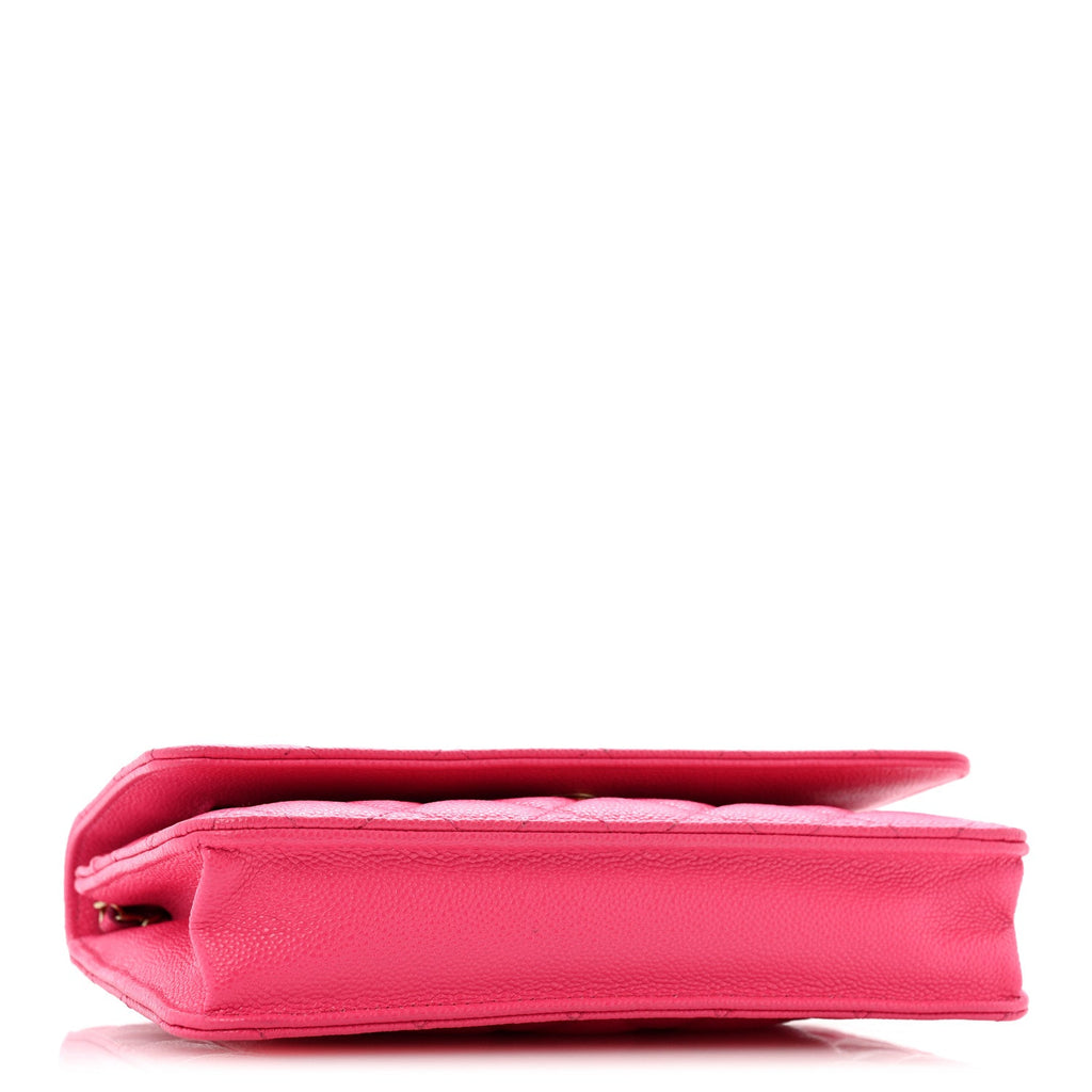 Caviar Quilted Wallet on Chain WOC Fuchsia
