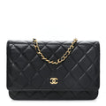 Lambskin Quilted Wallet On Chain WOC Black