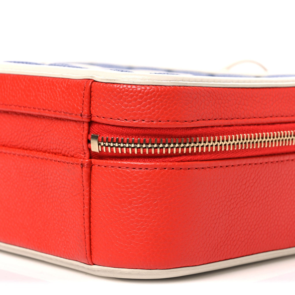 Caviar Quilted Medium CC Filigree Vanity Case Blue White Red