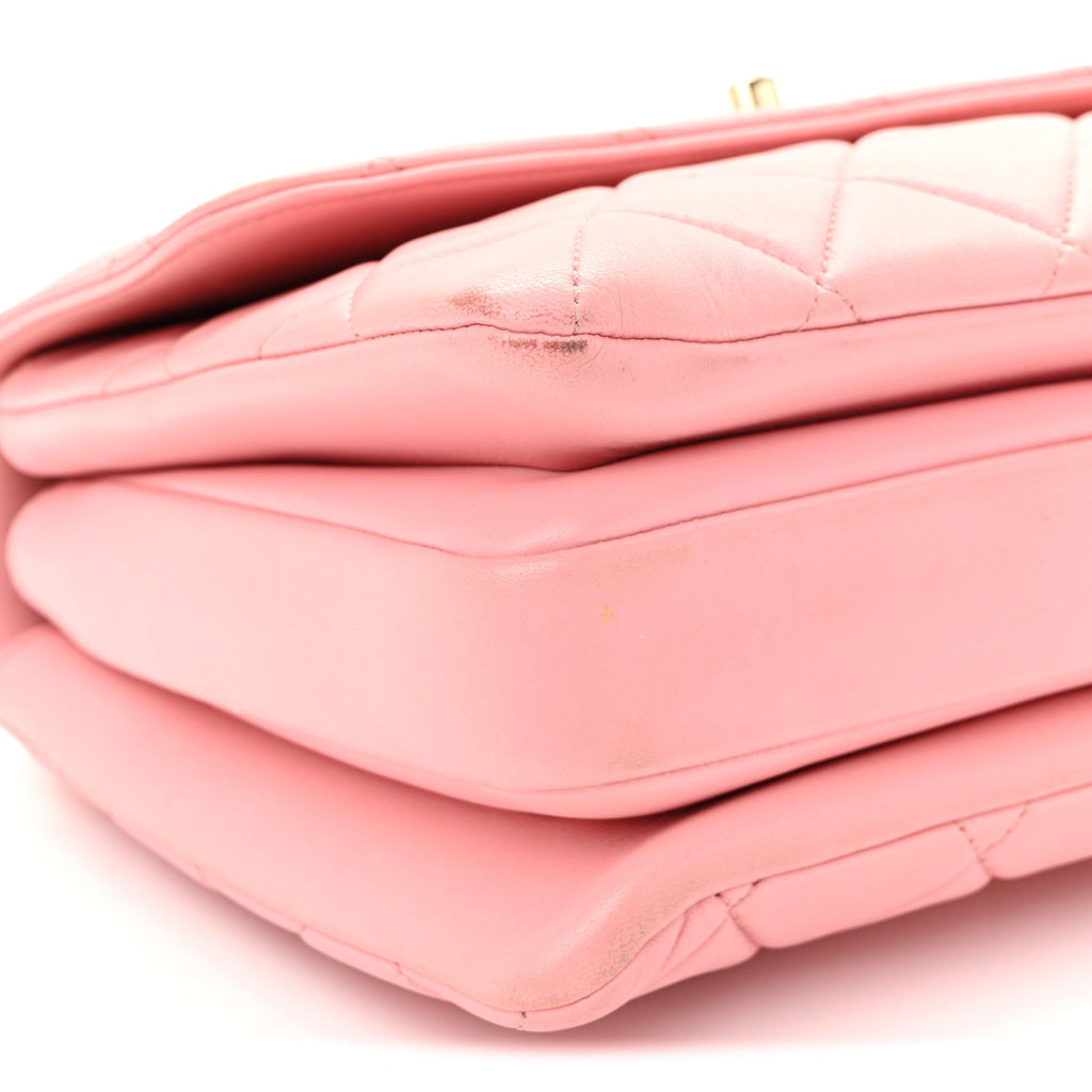 Lambskin Quilted Small Trendy CC Flap Dual Handle Bag Light Pink