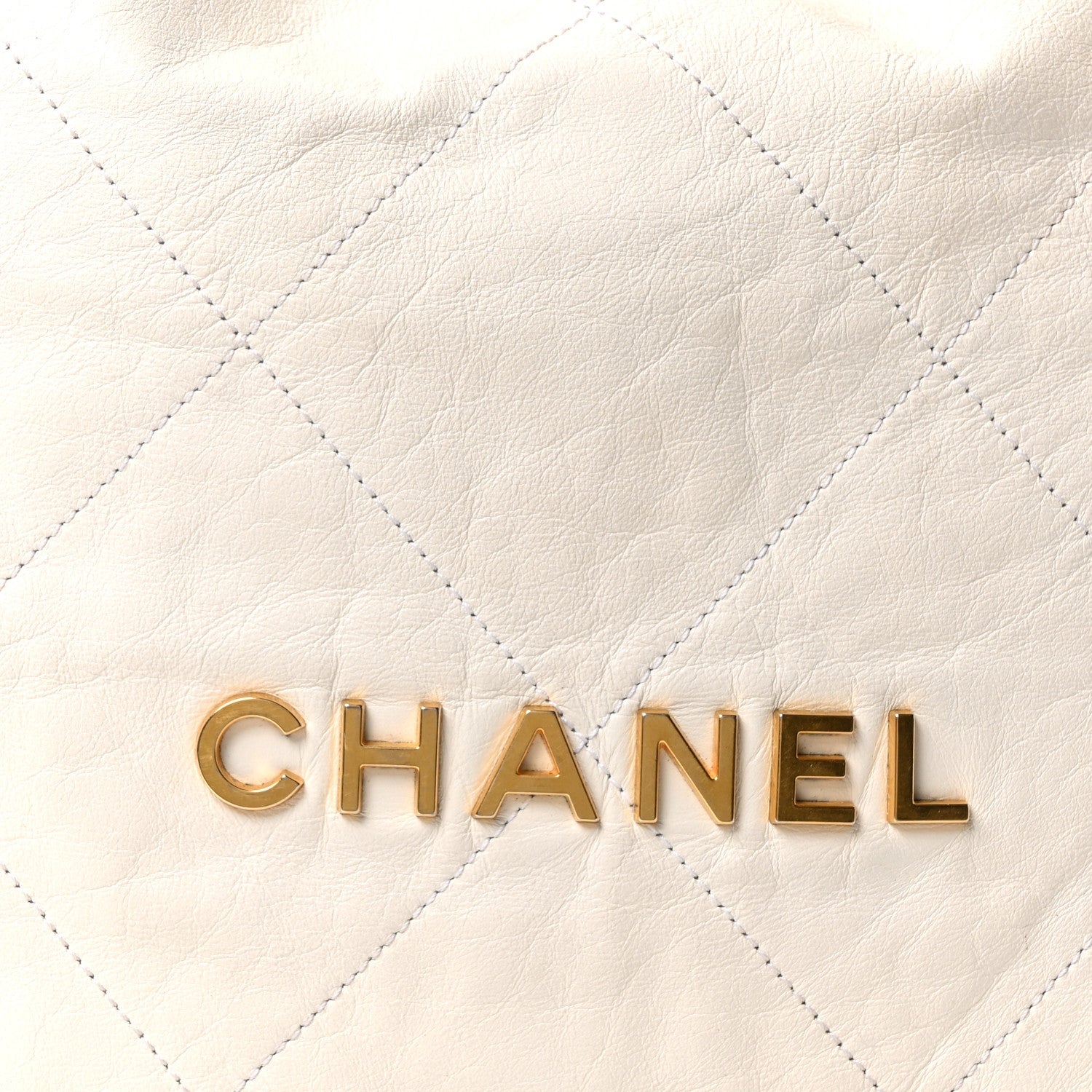 Shiny Calfskin Quilted Chanel 22 White