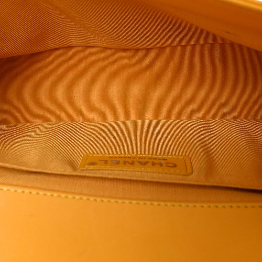 Lambskin Quilted Medium Boy Flap Yellow