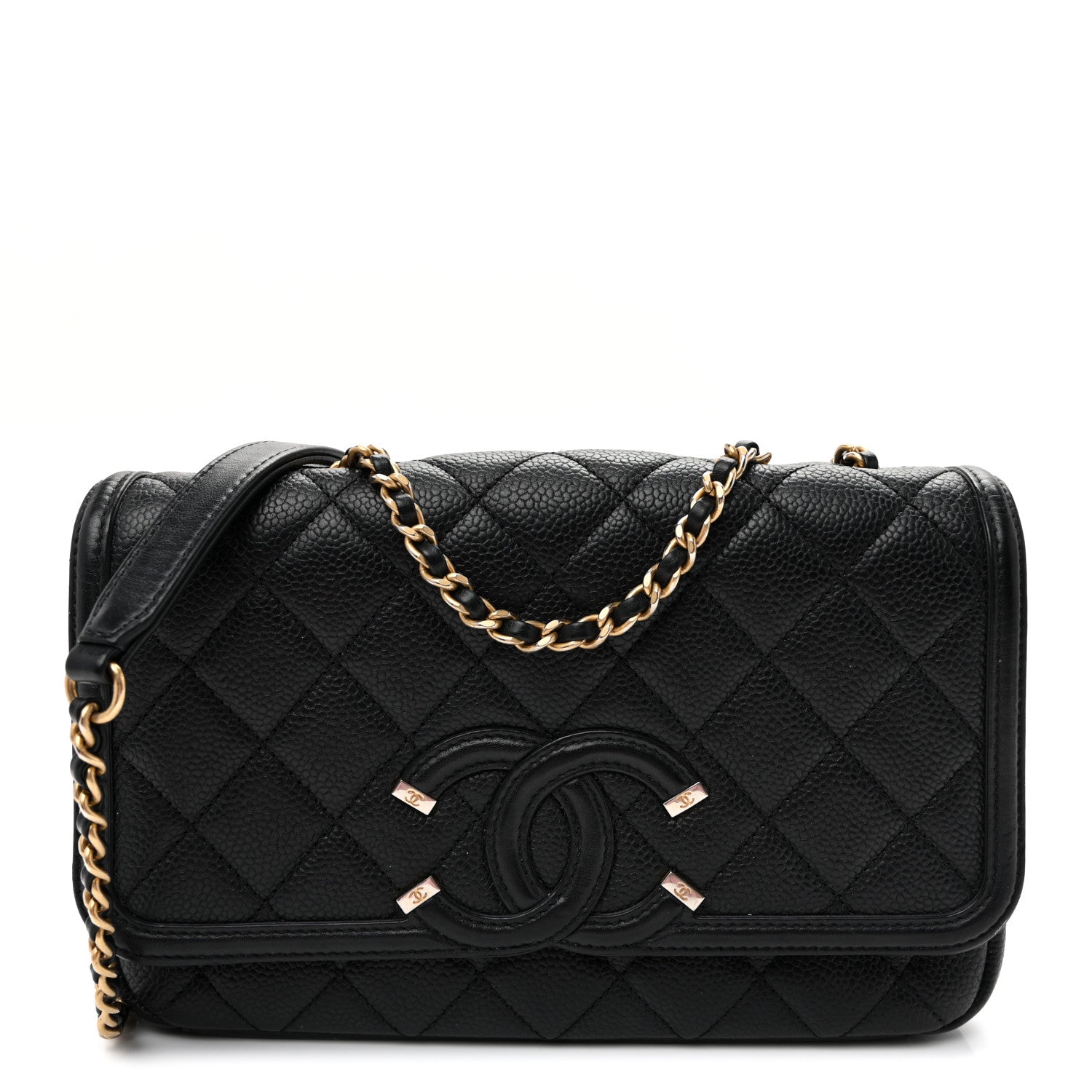 Caviar Quilted Small CC Filigree Flap Black