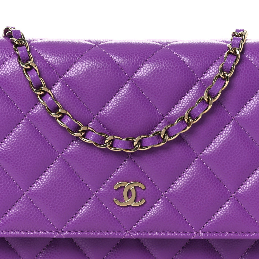Caviar Quilted Wallet On Chain WOC Purple