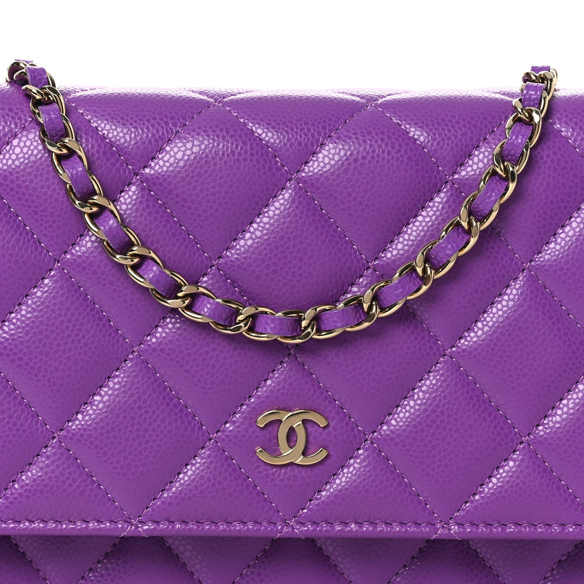 Caviar Quilted Wallet On Chain WOC Purple