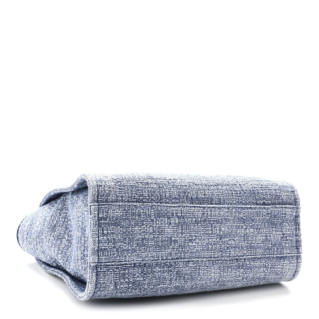 Woven Straw Raffia Small Deauville Tote Blue