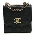 Lambskin Quilted Mini Trendy CC Clutch With Chain Black
