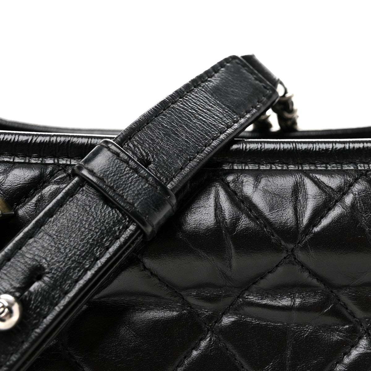 Aged Calfskin Quilted Small Gabrielle Hobo Black
