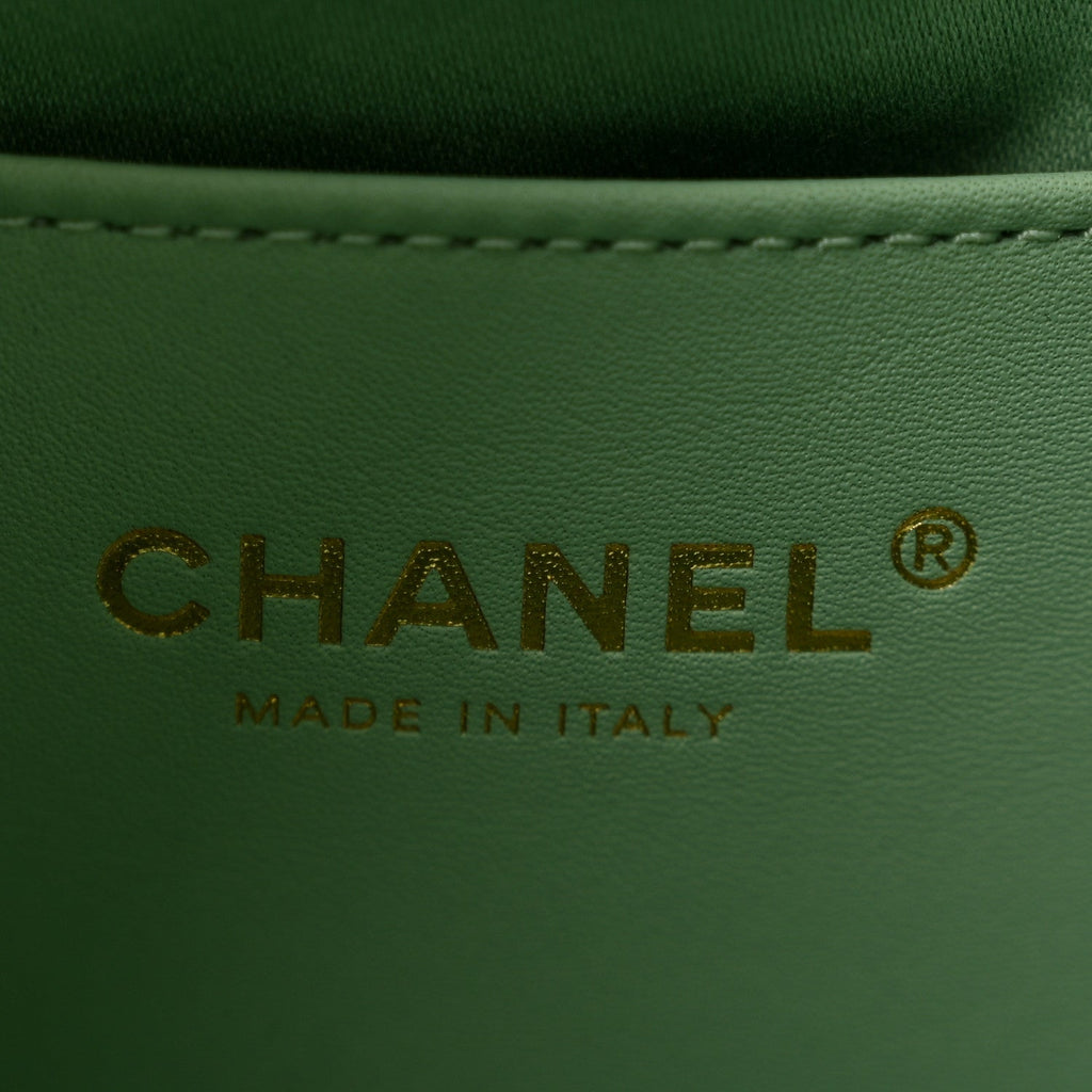 Caviar Quilted Small Chanel 25 Handbag Light Green